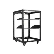 15U Open Frame Network Server Rack 19-inch 4 Post AV Rack with Casters for Fl...