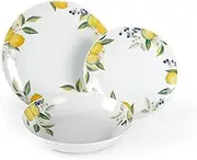 Excelsa Lemon 18-Piece Dinner Set, Porcelain, White/Lemons