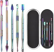 uxcell 5 Pcs Wax Carving Tools Stainless Steel Wax Carving Sculpting Tools with Portable Metal Case for Modeling Shaping, Rainbow