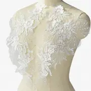BlossomSparkle Sew-On Floral Patches: Elegant White Lace Appliques for Wedding D
