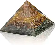 Opulent Crystals - Attract Abundance ORGONITE Pyramid Crystal -Money Pyramid Crystals-Citrine Crystal- Green Aventurine - Tigers Eye - Citrine- Clear Quartz Energy Point Reiki Charged-ORGONE Pyramid-