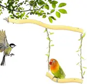 Bird Swing Stand - Chewing Standing Perch Swing - Wooden Parakeet Perch, Pet Supplies for Lovebird, Cockatiel, Budgerigar, Finches, Mynah