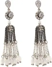 MAYJAI Long Chain Crystal Tassel Earrings Fashion and Popular Earrings