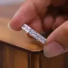 Asscher Cut 3.5MM White Moissanite Full Eternity Wedding Band In 14k White Gold
