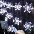 Christmas Decorations Outdoor Solar Snowflake Lights, 50 LED 34ft Solar Chris...