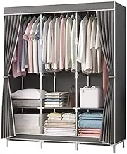 Portable Wardrobe Rack,Portable Fabric Wardrobe with Hanging Rail and Shelves Bedroom Closet Storage Organizer 128x45x170cm Rood/Grijs