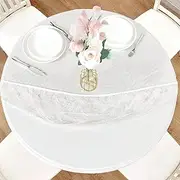 LUSHVIDA Round Waterproof Table Cover Elastic Tablecloth Vinyl Fitted Table Cover Elastic Edged Plastic Table Cover Fits Tables up to 57"-68" R Clear