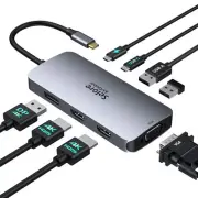 USB C Docking Station Dual HDMI Monitor Adapter Selore USB C Hub 3 Monitors A...