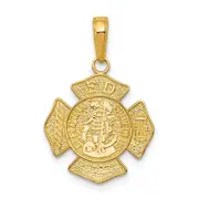14K Yellow Gold Small St. Florian Badge Pendant
