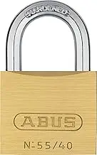 ABUS 55/40 Solid Brass Keyed Padlock with 2 Keys, Hardened Steel Shackle with Anti Corrosion Inner Lock Components, Keyed Different