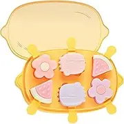 Silicone Popsicle Molds, Cute Cartoon Animal Flower Friut Bunny Molds Reusable Cake Pop Mold Set with Lid and Stick, Easy Release BPA Free, Mini Size (Yellow-Lemon(6 Pieces))