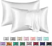 Silk Pillowcase 2 Pack, 100% Mulberry Silk Pillowcase For Hair And Skin,thread Count Silk Pillow-lian 20 X 26 White