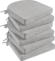 Basic Beyond Chair Cushions for Dining Chairs 6 Pack, Kitchen Chair Cushions with Ties and Non Slip Backing, 16 x 16 inches Chair Pads for Dining Chairs(Light Grey)