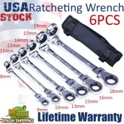 6X Double Box End Ratcheting Wrench Flex-Head Extra Long Heavy Duty Spanner US