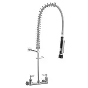 3Monkeez Stainless Steel Exposed Breech Wall Mount Pre Rinse Unit With Spreaders - Black Variable Trigger - Taps and Rinse Jets (T-3M53430) - T-3M53430