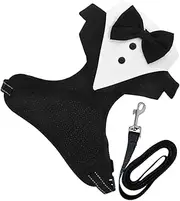 1 Set Dog Tuxedo Harness Vest with Adjustable Bow Tie Stylish Dog Wedding Outfit Breathable Comfortable Design for Parties Special Occasions