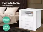 Bedside Table Retro Cabinet 2 Drawers Shelf Side Nightstand Bedroom Unit Storage