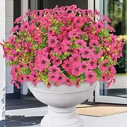 Elyum Artificial Flowers for Outdoors, 9 Bundles Artificial Plants & Flowers Outdoor, UV Resistant Faux Flowers Outdoor Fake Flowers for Outside Porch Window Box Decoration(Rose Red)