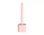 Pink Bathroom Silicone Bristles Toilet Brush with Holder Creative Cleaning Br...