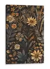 Golden Floral Ensemble Canvas Print, Botanical Home Decor