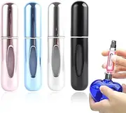 Perfume Atomiser, Pack of 4 5 ml Refillable Empty Travel Perfume Atomiser, Perfume Atomiser for On the Go, Mini Portable Spray Bottle with Window, for Travel, Holidays, Air Travel, Travel Gadgets