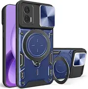 [FORZARMOR] for Motorola Edge 50 Fusion 5G (6.7 Inch) Case Shockproof with Back Camera Slide Window Cover, Ring Kickstand Armor Military Rugged Cover (for Edge 50 Fusion, Blue)