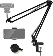 Tencro Webcam Stand Phone Holder Suspension Scissor Arm Webcam Camera Mount Phone Tripod Holder for Cellphones, Logitech Webcam C920 C930 C922 C615 and Other Devices with 1/4" Threaded