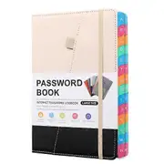 Alphabetical Tabs Hardcover Password Keeper Book for Internet Passwords Website Addresses Notebook black white