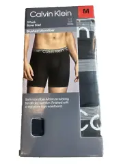 NEW Men's 3 Pack Calvin Klein Microfiber Boxer Briefs Black Size M & XL