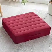 JKMAX 22 inches Floor Pillow for Adults - Large Meditation Cushion with Thick Foam & Soft Tufted Cover - Premium Outdoor Square Floor Cushion Seat - Yoga Pillows for Sitting On Floor - Burgundy