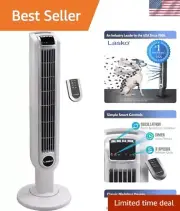 Remote-Controlled 36-Inch Tower Fan with Timer & Quiet 3-Speeds - Stylish White