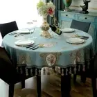 Luxury Large Tassel Tablecloth Thick Round Table Cloth Jacquard Cover Home Decor