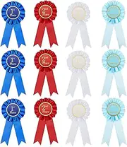 Lewtemi Award Ribbon Rosette Set 1st, 2nd, 3rd Place Ribbon Honorable Mention Prize Badge Medal(12 Pcs)