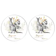 2PK LMD Kangaroo Ceramic Surface Protector Trivet Decor Round 25cm Black/White