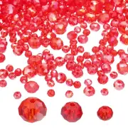 Rondelle Crystal Beads, 600Pcs 4-8mm Faceted Glass Beads, Red Plating AB