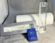 Oleg Cassini Crystal Candlestick Holder Signed 8 inch