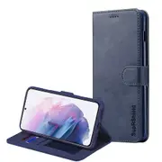 For Samsung Galaxy S21+ /S21 Plus 5G Case SupRShield Wallet Card Leather Flip Magnetic Stand Phone Cover (Navy Blue)