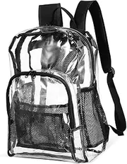[GAXIRE] Clear Heavy Duty Transparent Backpack Stylish Book Bag with Comfortable Shoulder Straps for School Stadium Events Travel and Everyday Use Unisex Design and Versatile