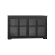 Costway MDF Tempered Glass Sideboard Storage Cabinet Black