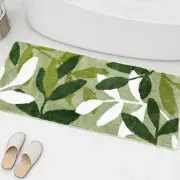 Extra Large Bathroom Runner Rugs 23.6x59 inch, Sage Green Leaves Microfiber B...