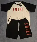 Amiri Men's Large Shirt and Short's Set White Top Black Shorts New With tags!