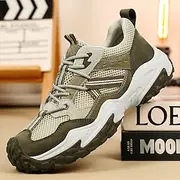 Men's Khaki Outdoor Hiking Shoes - Stylish Sport Sneakers with Supportive Arch for Long Treks Nature Walks and Outdoor Adventures
