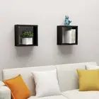 vidaXL Cube Shelf Set of 2 Black Engineered wood Small Wall Shelf