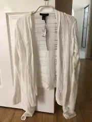 White House Black Market White Waterfall Cardigan Size Small MSRP $88.00