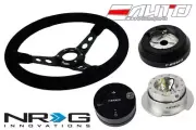 NRG 350 3" Deep Steering Wheel Suede BK/160 Hub/2.5 SL Quick Release/Lock Matt (for: Mazda)