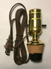 New Make A Bottle Lamp Kit With 1 3/4" Cork Base And 6 ft. Brown Cord #BK351