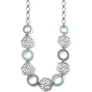 NWT Brighton BARBADOS PARK Link Enamel Blue Grey Rings Short Necklace MSRP $88