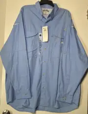 Columbia PFG Shirt Mens 3XL Blue Performance Fishing Super Bonehead Vented