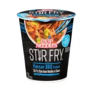 Nissin Cup Noodles Stir Fry Noodle in Sauce Korean BBQ Flavor, No Msg, 6 Pack