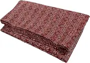 Sophia Art Indian Quilt Kantha Throw Ralli Gudri, Handmade Kantha Print Ajrakh Kantha Quilt Indian Throw Bedding, Applique Kantha Quilt, Cotton Indian Sari Quilted, Reversible Bedcover Quilt